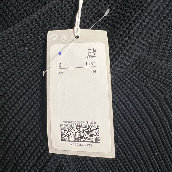 COS Black Cut Out Ribbed Knit Cotton Oversized Pullover Sweater Size M - Picture 8 of 9